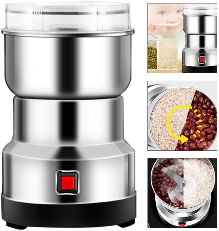 BESTYASH Stainless Steel Grinder for Home Kitchen Electric Powder Mill Machine for Grinding Coffee Beans Spices Nuts Grains with Powerful Motor and Detachable Design - Image 1